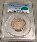 1874 S Seated Liberty Quarter (Arrows)  PCGS XF 40 (CAC)  Superb Original Type