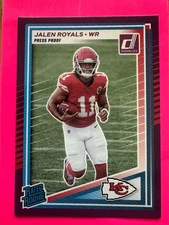 2025 Donruss Jalen Royals Rated Rookie Press Proof Purple RC #321 K C Chiefs