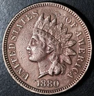1880 INDIAN HEAD CENT - With LIBERTY & DIAMONDS - XF EF