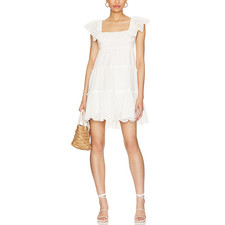 Minkpink Ruffled White Starling Mini Dress Size M