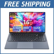 Lightweight Laptop Computer i5, 16" FHD IPS, 512GB SSD