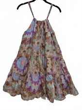 Ei8ht Dreams Venice Tiered Mini Dress Tie Dye Boho Silk Cotton XS
