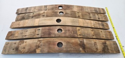 Set of Five (5) Retired Puncheon Wine Barrel Bung Hole Staves kiln dried + Sande