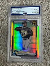 2024 LEO DE VRIES BOWMAN CHROME REFRACTOR AUTO A'S PSA/DNA CERTIFIED BDC-116