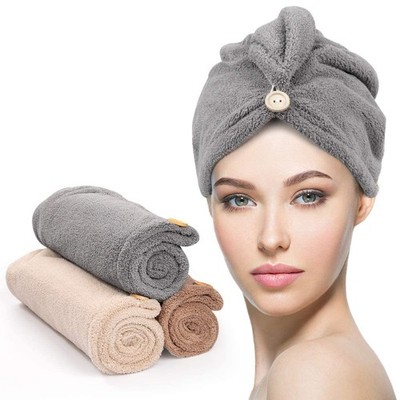 3 Pack Hair Drying Towels Hair Towel with Button Super Absorbent Microfiber H...