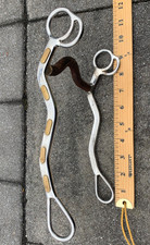 Long Shank Curb Bit, 5" Sweet Iron Low Port Mouthpiece, Brass Overlay on Cheeks