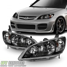 For 2004-2005 Honda Civic 24 Door Headlights Jdm Black Headlamps Set Leftright For 2004-2005 Honda Civic 24 Door Headlights Jdm Black Headlamps Set Leftright
