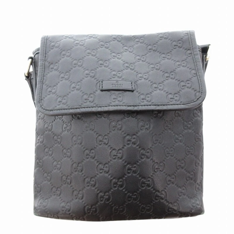 Sac bandoulière GUCCI bandoulière diagonale à suspendre motif GG cuir 223666 noir