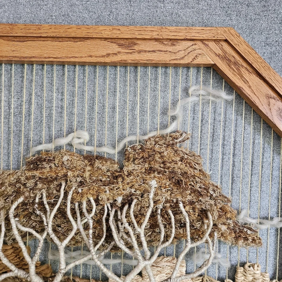 Arte de fibra Karen Muench vintage colgante de pared enmarcado textil árbol naturaleza obras de arte Foto 4 de 4