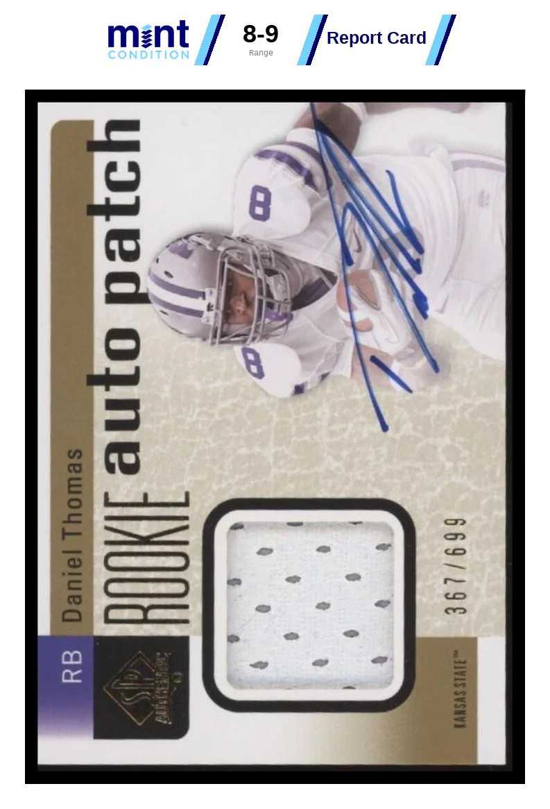 2011 SP AUTHENTIC DANIEL THOMAS 231 RC PATCH AUTO RPA 367/699 KANSAS ST MCG 9