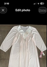 Vtg NWT Shadowline Nightgown Peach Embroidery Lace Applique Soft Cuddlemere Med