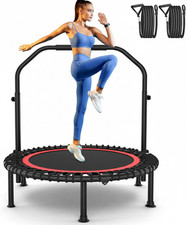 40" Trampoline Foldable Fitness with Resistance Rope Safe for Home/Cardio 450lbs