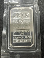 JM Johnson Matthey Assayers & Refiners 1 oz .999 Fine Silver Bar  Sealed 84.99 per troy oz