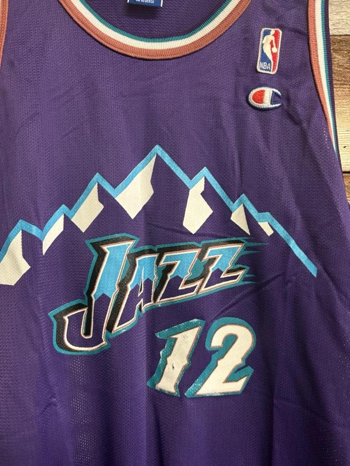 Camiseta deportiva vintage púrpura Champion Utah Jazz John Stockton para hombre 48 Foto 3 de 4