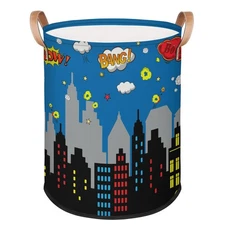 Large Baby Laundry Hamper - Comic City Hero Collapsible Kids Laundry Basket w...