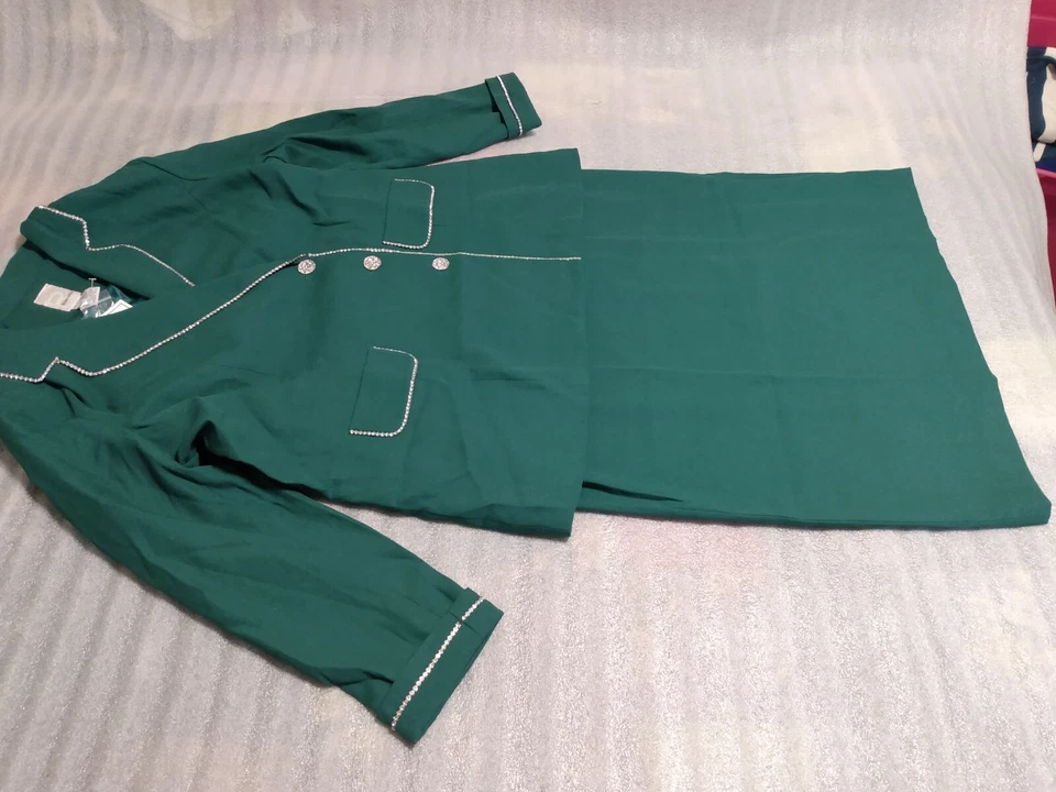 Traje Roaman de dos piezas verde con chaqueta de manga larga y falda talla 16W Foto 4 de 4