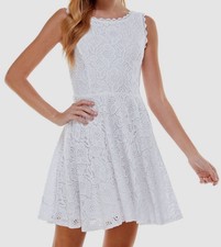 City Studios Women's White Lace Fit & Flare Juniors' Dress Size 1