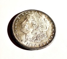 1884-CC Morgan Silver Dollar AU/BU Strong Luster Carson City Better Coin