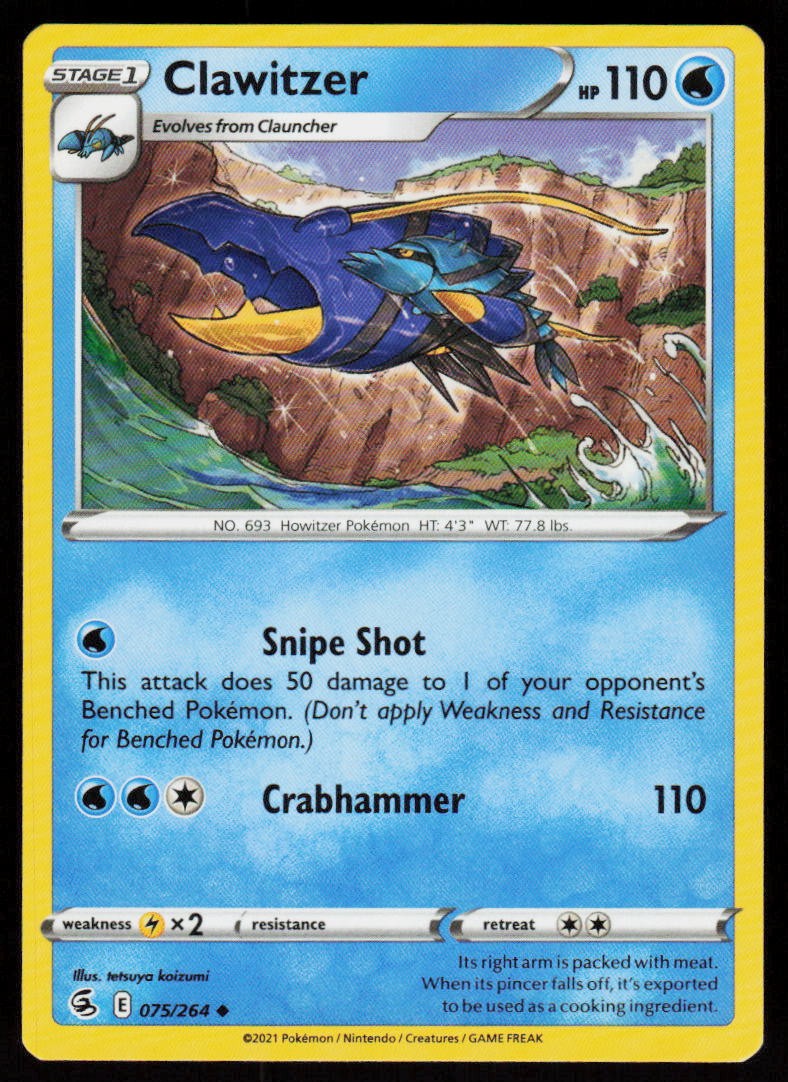 Clawitzer 075/264 Uncommon Fusion Strike Pokemon Lightly Played