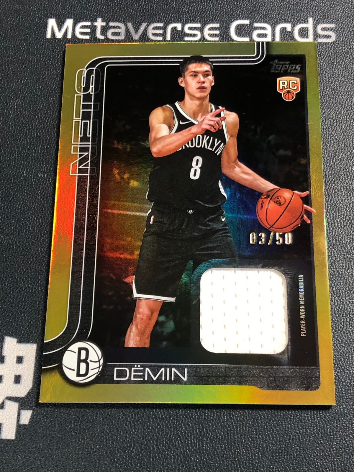 2025-26 Topps Flagship Real One Relic Memorabilia Gold RC Egor Demin 03/50 Nets