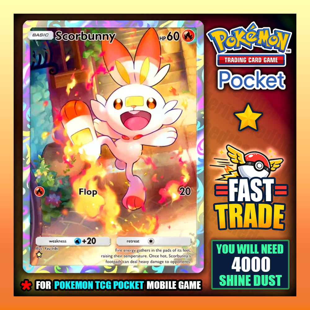Pokemon Juego de Cartas Coleccionables Bolsillo - Scorbunny - Arte Completo ⭐ Desfile Fantástico - Inglés ✅