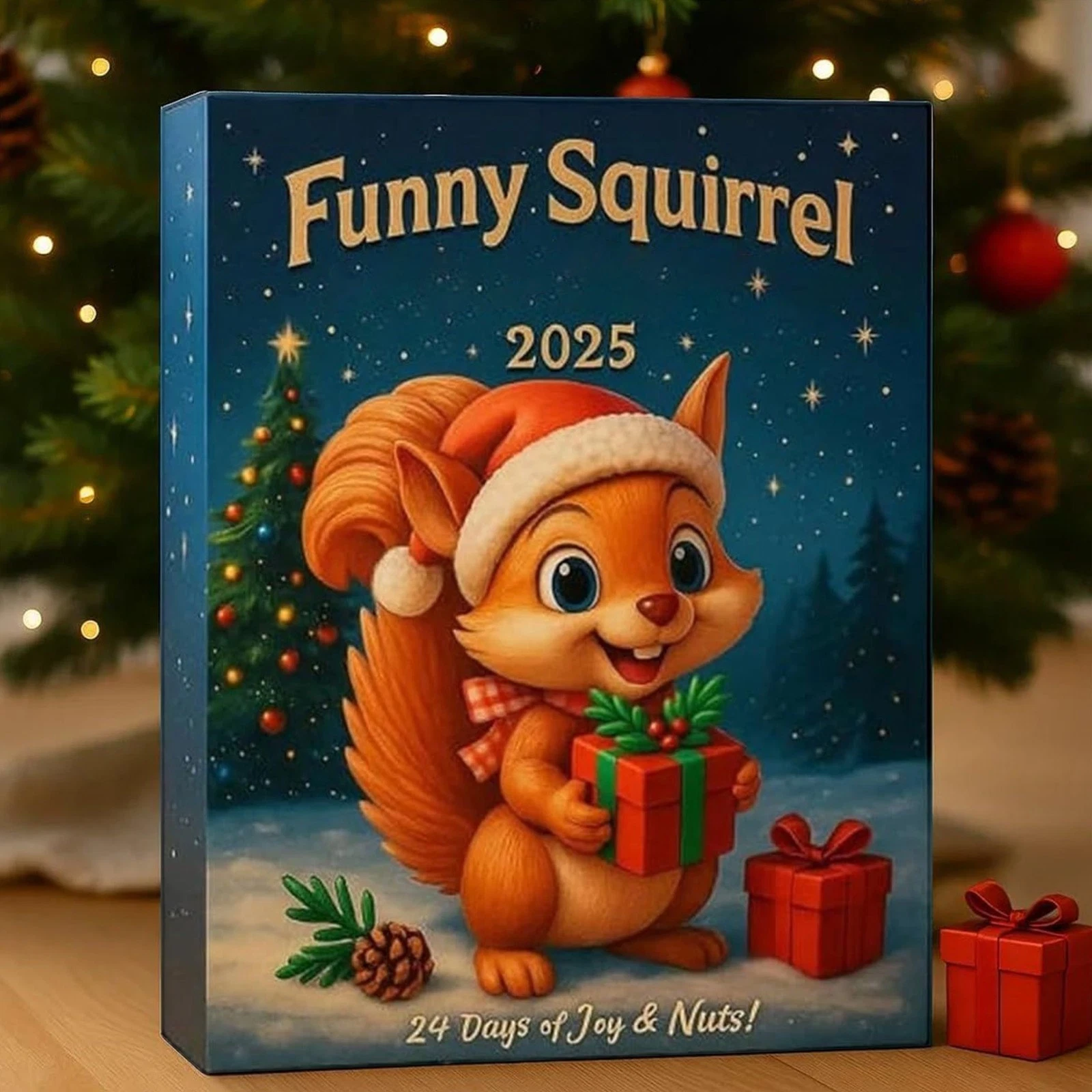 Christmas Countdown Funny Squirrel Advent Calendar 2025, 24 Days 2D Blind Boxes