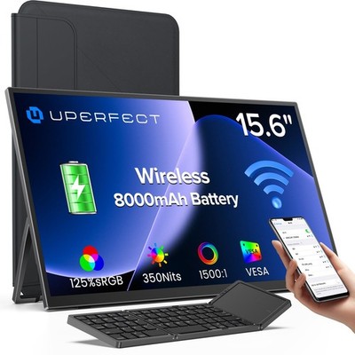 Wireless Portable Monitor with Battery 8000mAh, 15.6'' 1080P Travel Monitor wi...