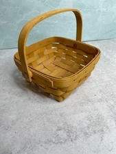 Vintage 1998 Longaberger square Basket with movable handle 6.5" x 3"