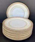 Noritake Nerrisa 673 Dinner Plates 9 3/4" Set of 10 Gold & Cream Floral