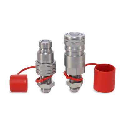 1/2  Flat Face Hydraulic Quick Couplers Set - 5/8  JIC Thread Bulkhead Mount