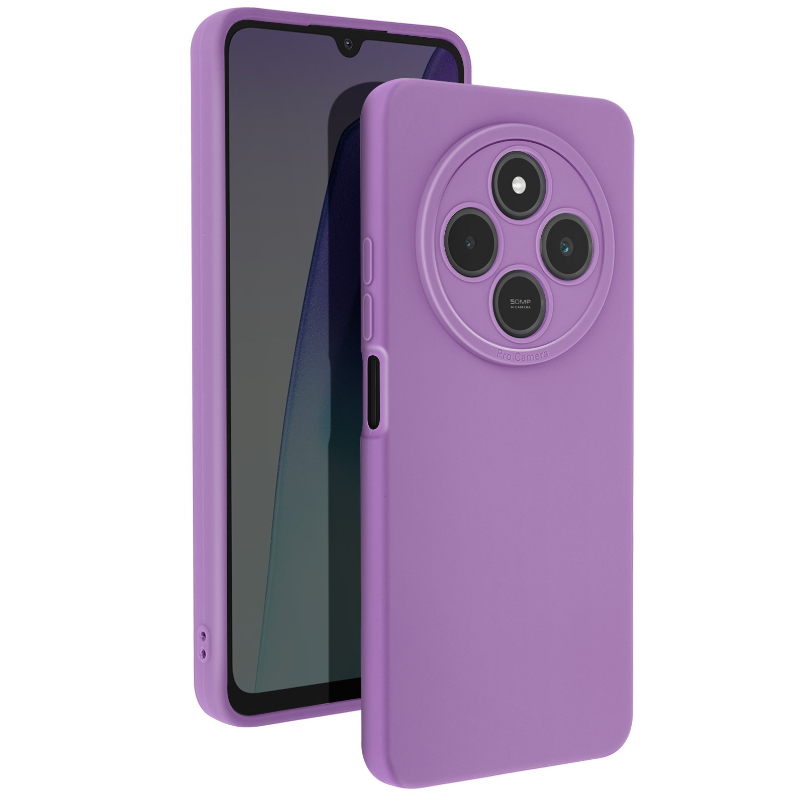Coque silicone Xiaomi Redmi 14C Avizar SoftGlow violette avec protection caméra