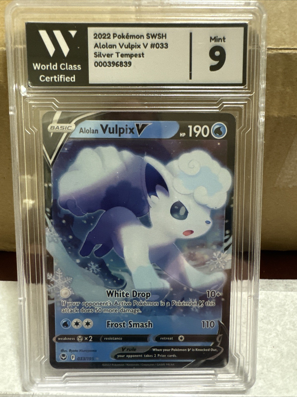2022 Pokemon Silver Tempest Alolan Vulpix V #33 Graded 9 Mint Ships In A Box