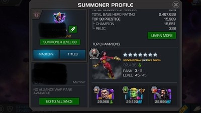 MCOC valiant account  marvel contest of champions