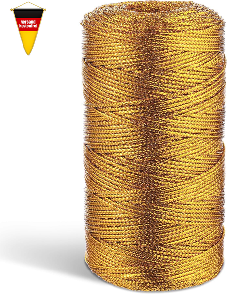 1,5Mm Kordel Gold, 200M Kordelband Goldene Schnur Geschenkkordel Bastelschnur Go-image