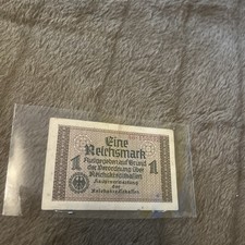 Vintage WWII German 1 Reichsmark Banknote Reichskreditkassen Military Occupation