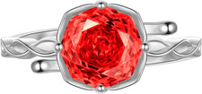 Birthstone Rose Ring - 925 Sterling Silver Rose Cut Cubic Zirconia Flower Adjust
