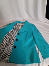 Tahari Beautiful Business Blue Blazer w/belt Poly blend, woman's size 8 1295A3