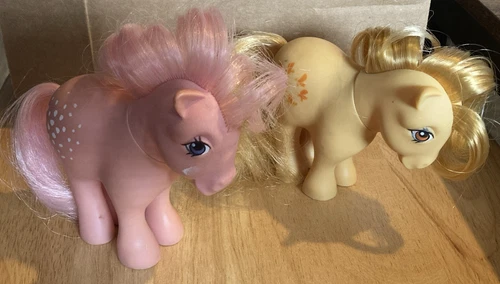 Vintage 1982 MY LITTLE PONY ~ Butterscotch & Cotton Candy ~ Used ~ READ
