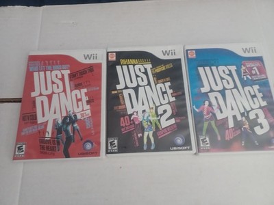 JUST DANCE 1 2 3 Nintendo Wii Video Game Lot (Ubisoft) Complete & Tested