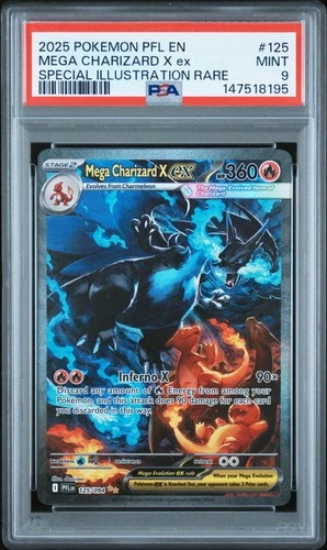 2025 POKEMON PFL EN-PHANTASMAL FLAMES #125 MEGA CHARIZARD X EX PSA 9
