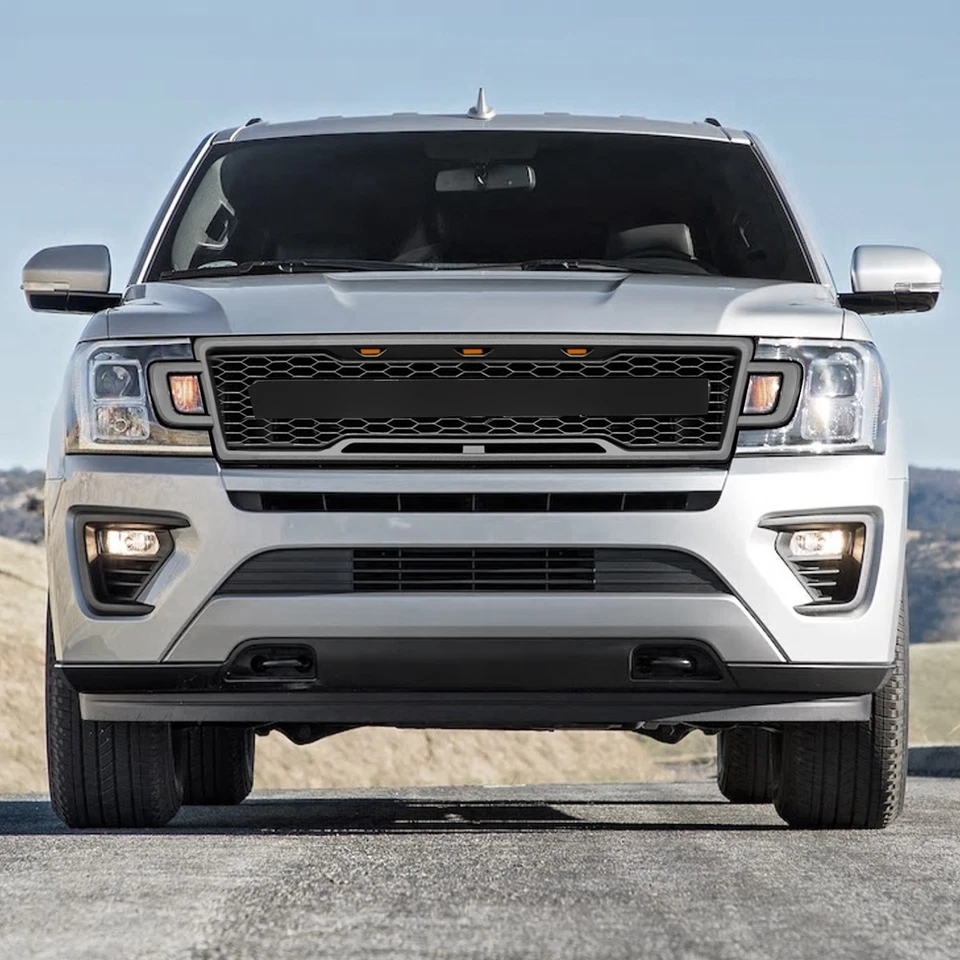 Черная передняя решетка подходит для Ford Expedition 2018-2021 верхняя решетка со светодиодной подсветкой - Изображение 2 из 4