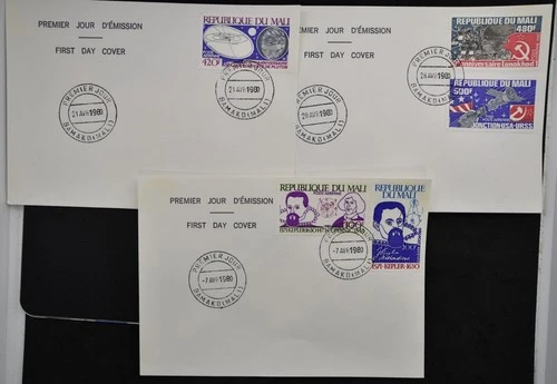 MALI 1980 SPACE, Lot x3 FDC Covers, Motiv Pluto, Kepler, USA-Russia Meeting LOOK