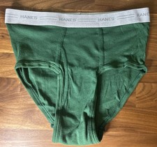 Vtg Hanes Comfort Flex Boys Gray Band Brief Sz XL Men Small Green Solid