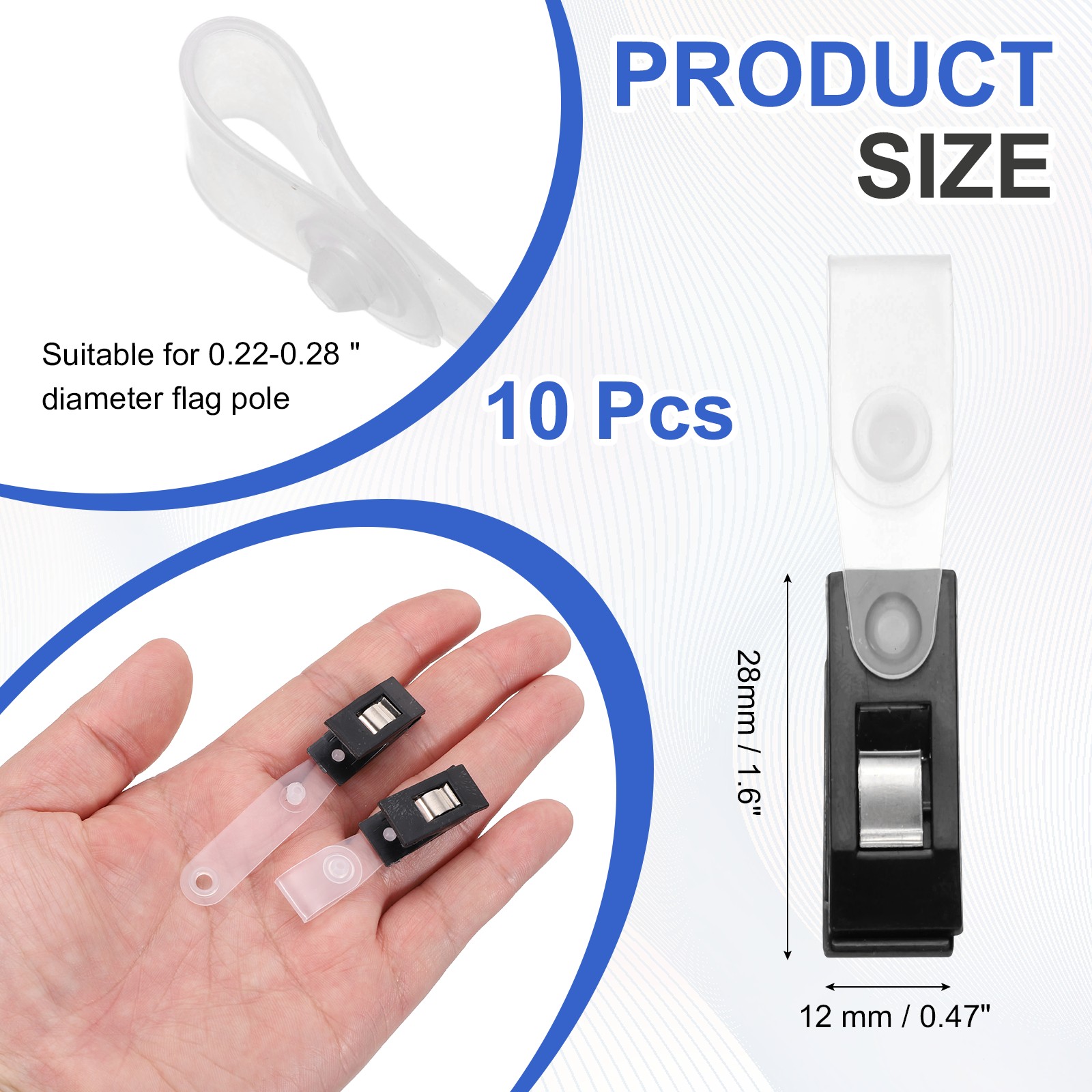 Garden Flag Clips, 10 Pcs Garden Flag Stoppers for Decoration Black