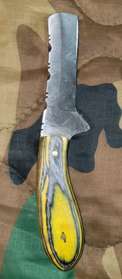 Cuchillo cortador de toros de 2,5 pulgadas con funda de cuero de columna de lujo y amarillo y gris... Foto 4 de 4