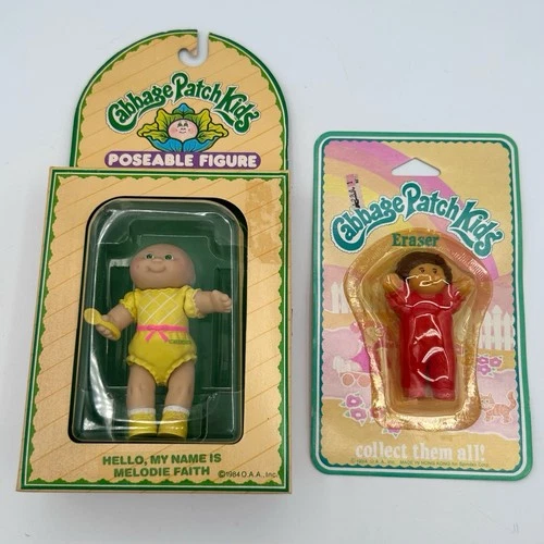 Melodie Faith Vtg 1984 Cabbage Patch Kids Poseable Figure Girl With Eraser Lot
