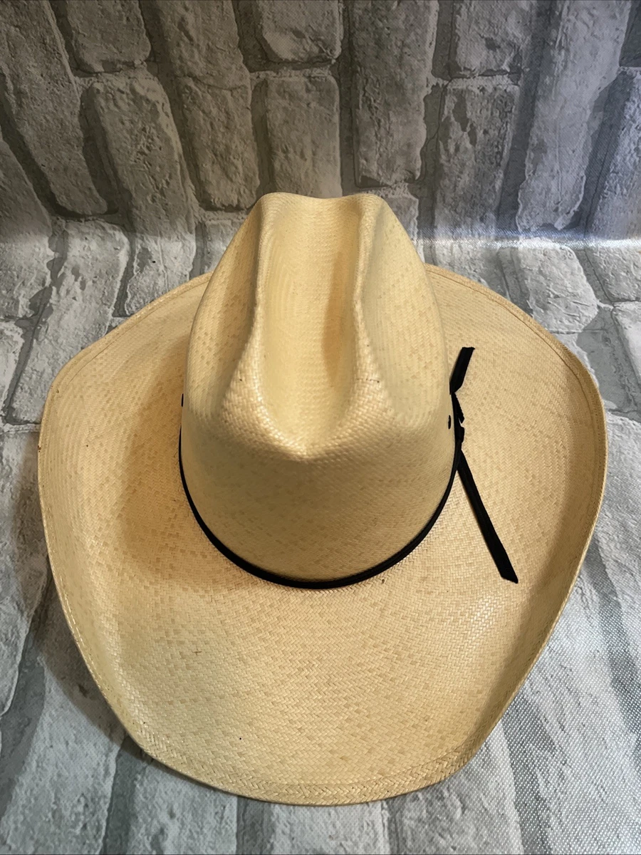 Vtg Resistol 7 1/4 Self-Conforming Western Cowboy Straw Hat Shantung Panama 4X Vintage Resistol Shantung Straw Western Cowboy Hat Beige  main image 2