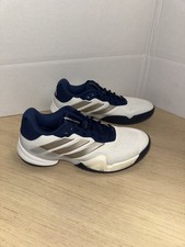 Men's Barricade 14 Tennis Shoes Core White and Dark Blue Size 8.5 USED