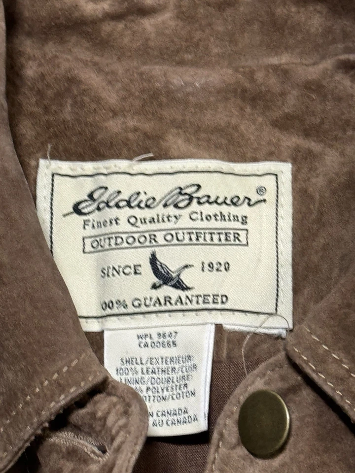 Eddie Bauer Mujer Seattle Gamuza Cuero Chaqueta Marrón Manga Larga-Talla M-Y2K Foto 3 de 4