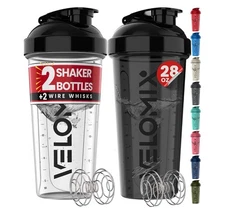 2 Pack 28Oz Protein Shaker Bottles with Wire Whisk Leakproof Shaker Cups